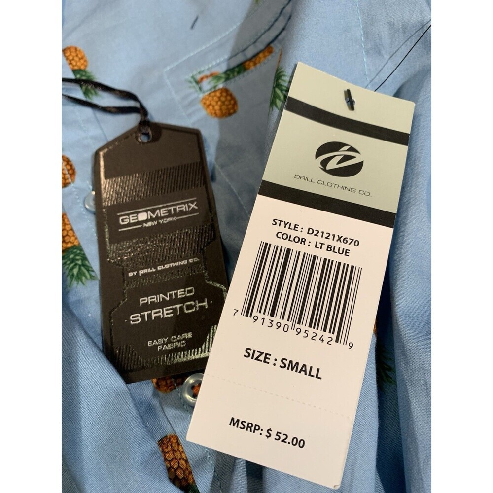 Drill Clothing Geometrix Peached Poplin Stretch S Pineapples NEW $52. Retail - Picture 3 of 16